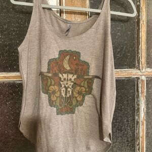 Next Level Apparel Tan Graphic Tank Top